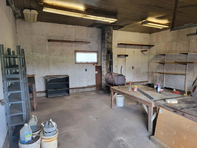 garage featuring a workshop area