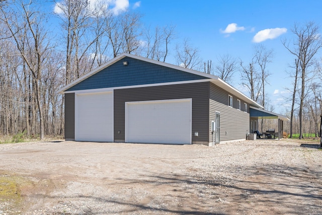 view of detached garage
