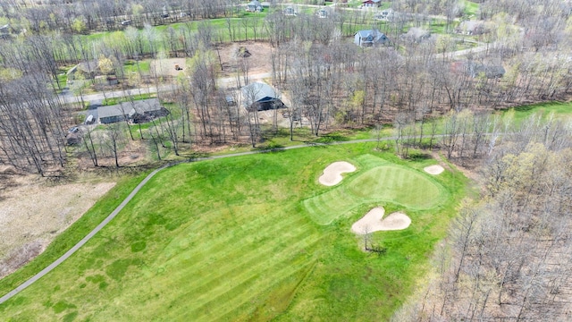 drone / aerial view with view of golf course
