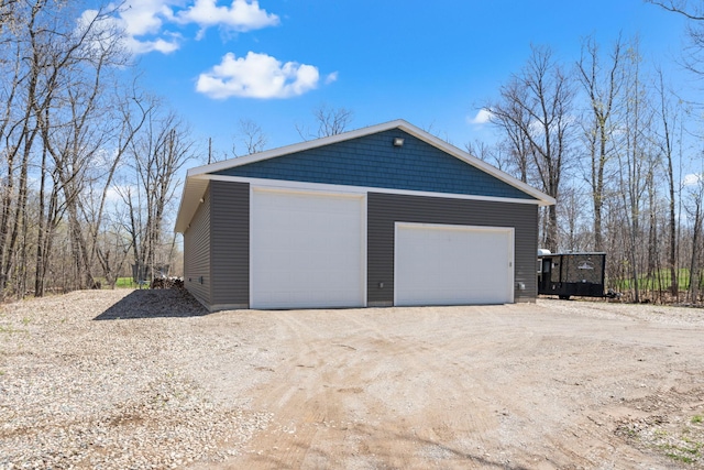 view of detached garage