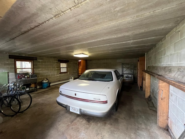 garage featuring a baseboard radiator