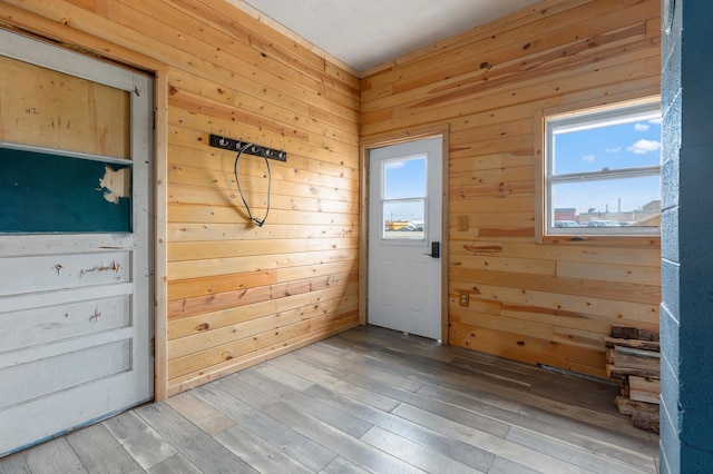2135 24th Ave SW, Pine River Twp, MN 56474 - entryway with healthy amount of natural light, wood-type flooring, and wooden walls