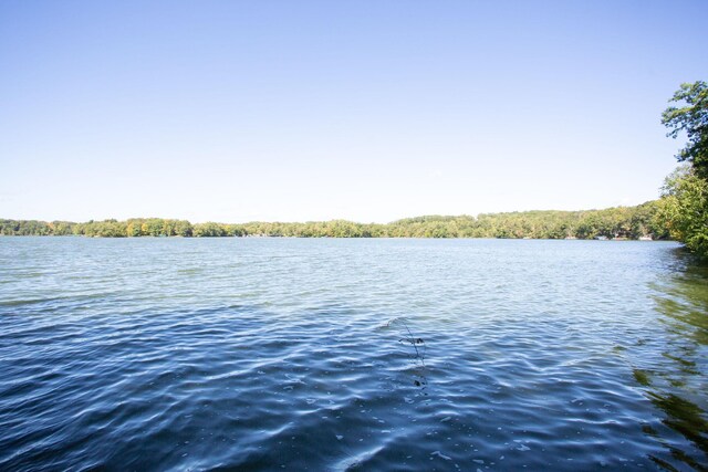 property view of water featuring a wooded view