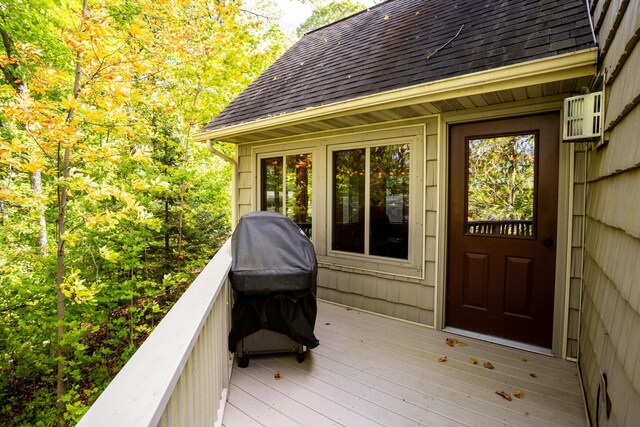 deck featuring area for grilling