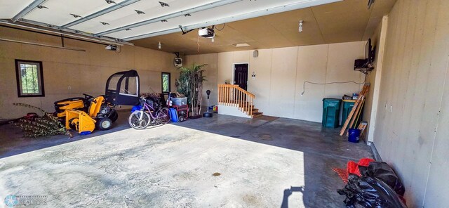 garage with a garage door opener