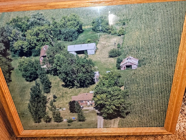 bird's eye view with a rural view