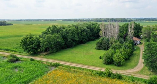 birds eye view of property featuring a rural view