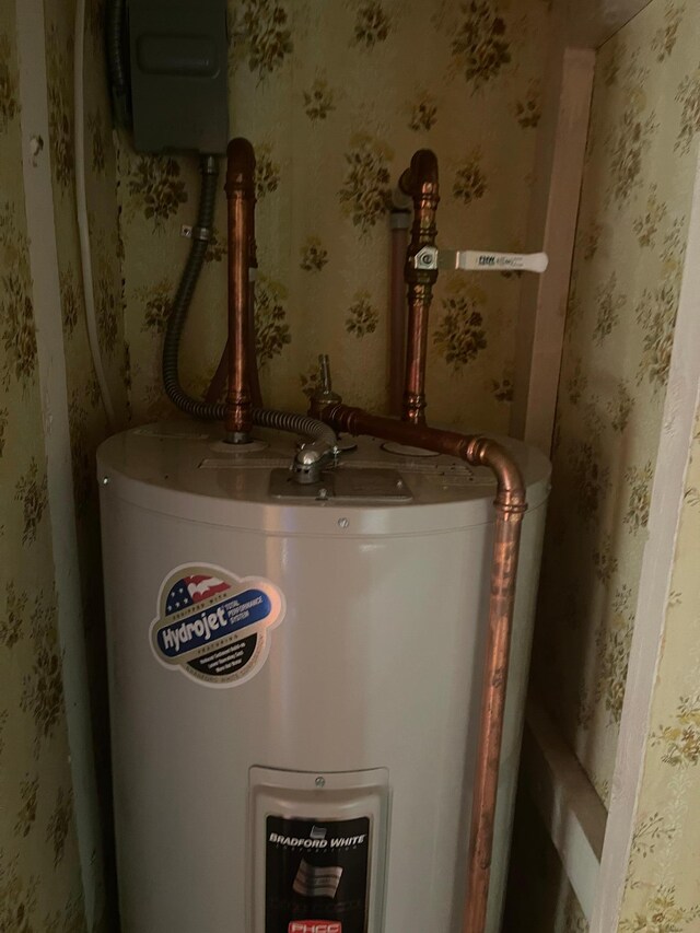 utility room with water heater