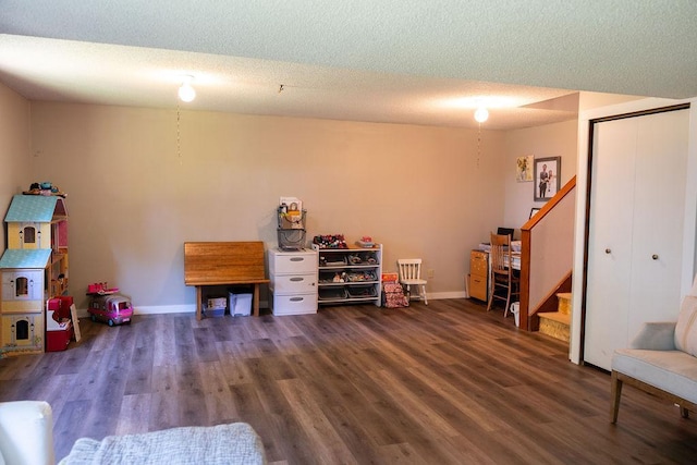 50165 Sailer Rd, Frazee, MN 56544 - interior space with a textured ceiling and dark wood-type flooring