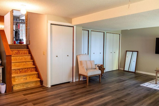 50165 Sailer Rd, Frazee, MN 56544 - living area featuring a textured ceiling and dark hardwood / wood-style flooring