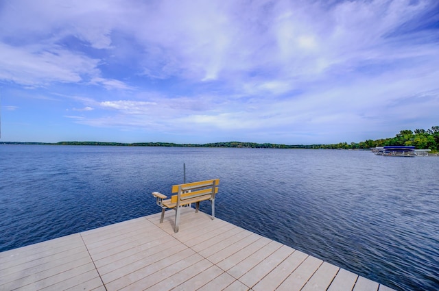 view of dock featuring a water view