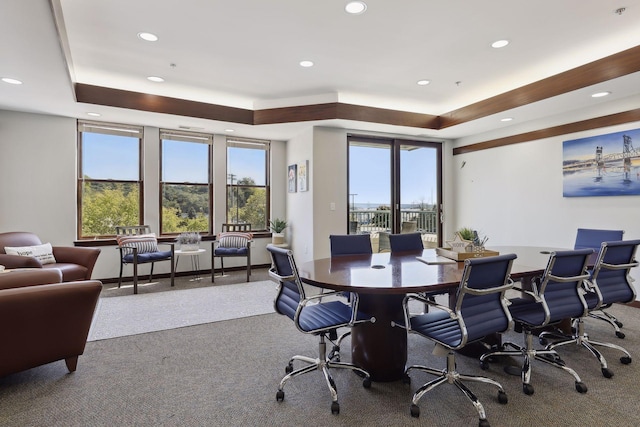 interior space with a tray ceiling