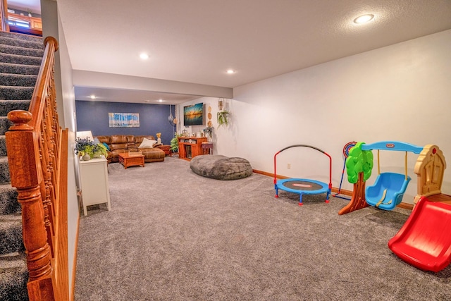 game room featuring carpet flooring