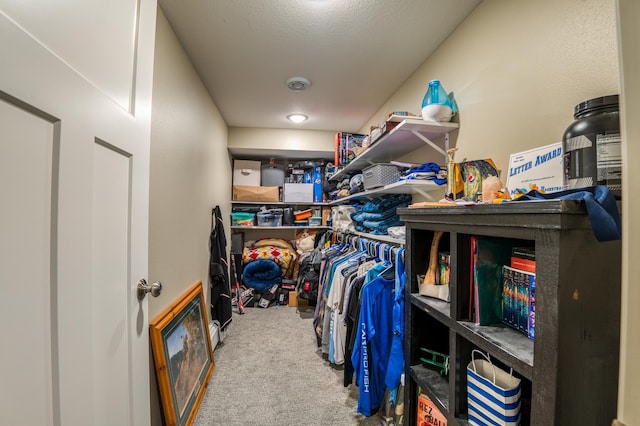 spacious closet featuring carpet floors