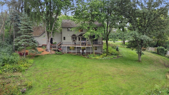 view of yard featuring a deck