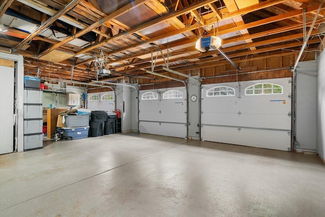 garage with a garage door opener