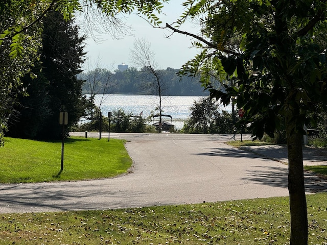 view of street featuring a water view