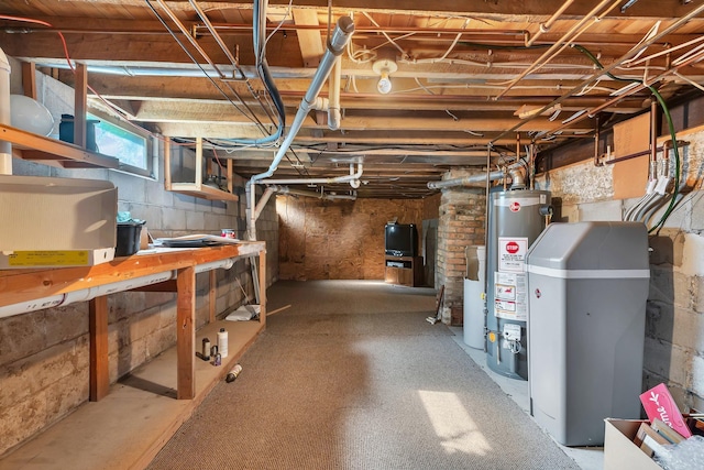 below grade area with water heater