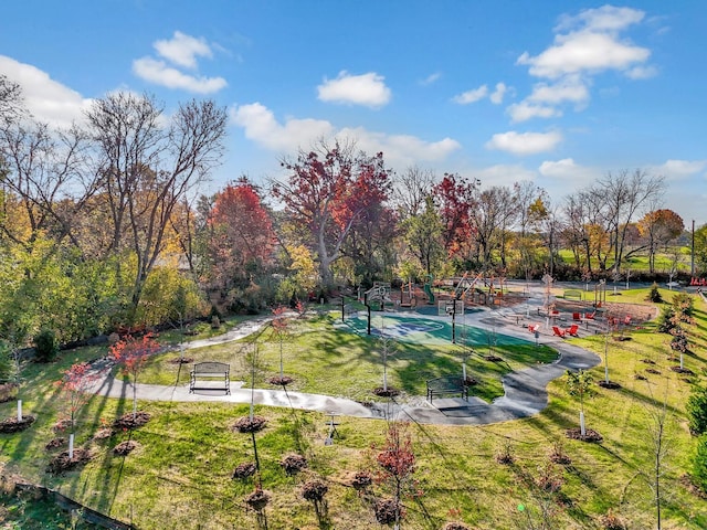 surrounding community with tennis court