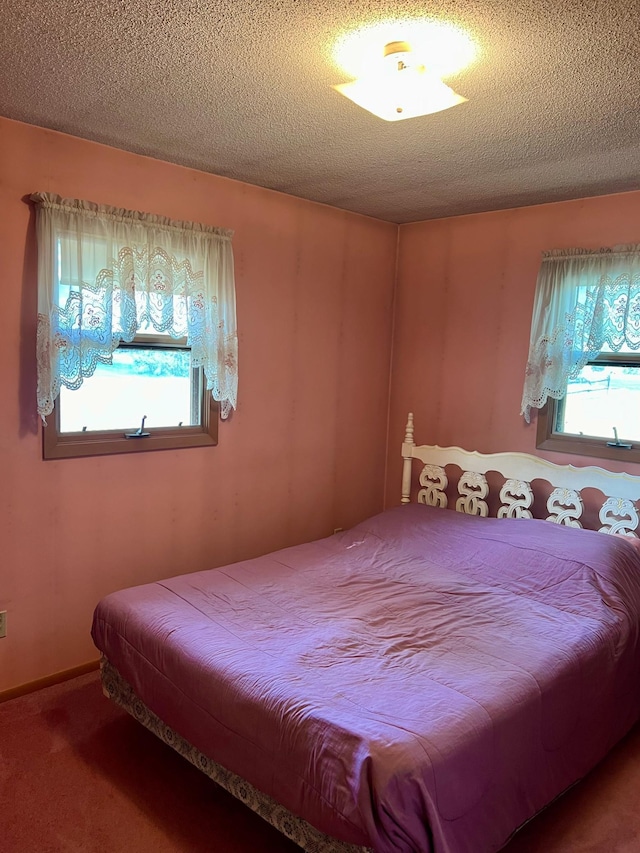 90520 Island Loop, Windemere Twp, MN 55783 - carpeted bedroom featuring multiple windows and a textured ceiling