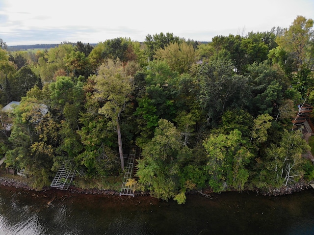 90520 Island Loop, Windemere Twp, MN 55783 - birds eye view of property featuring a water view and a wooded view