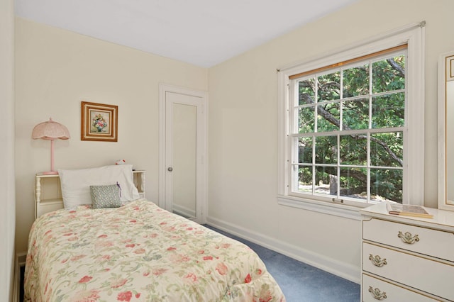 carpeted bedroom featuring multiple windows