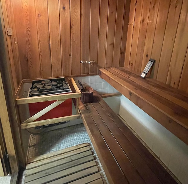 5601 Dewey Hill Rd Unit 113, Edina, MN 55439 - relaxing sauna featuring wood walls and tile patterned flooring