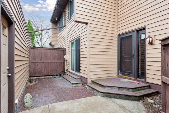 doorway to property with a patio