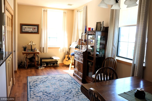 interior space with plenty of natural light and hardwood / wood-style floors