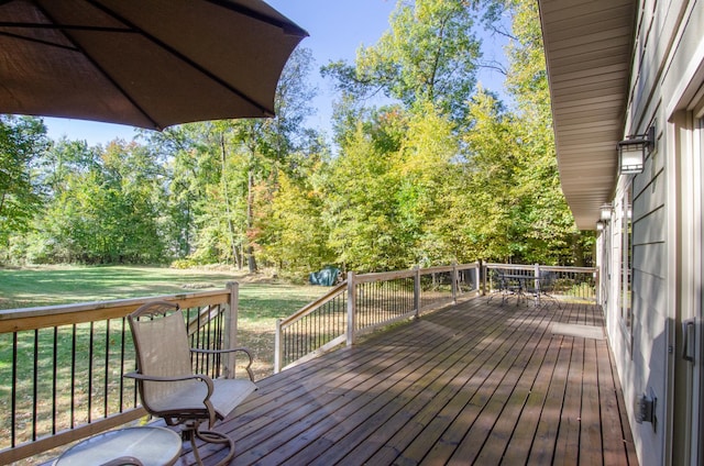 7983 County Road 127, Brainerd, MN 56401 - wooden deck with a lawn