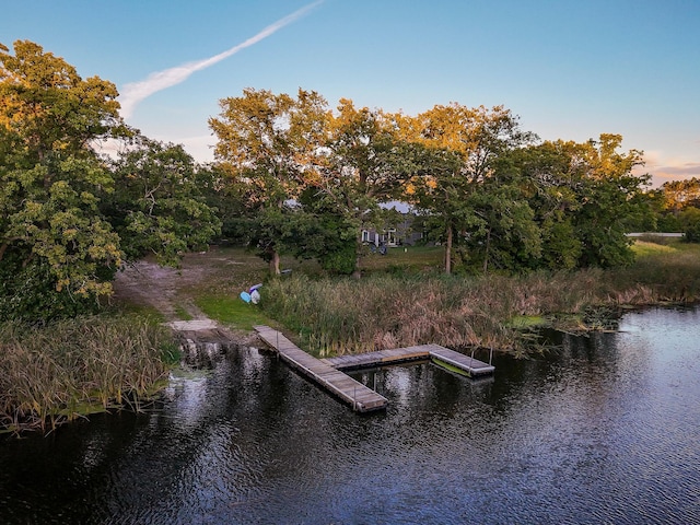 dock area featuring a water view