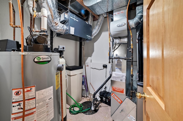 utility room with water heater