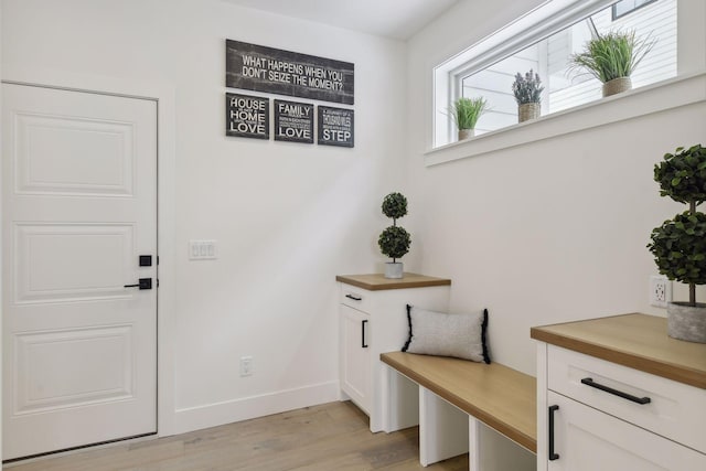 interior space with light hardwood / wood-style flooring