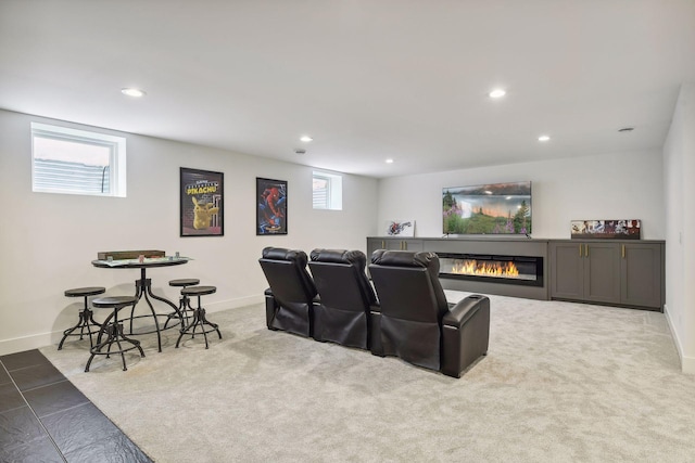 view of carpeted home theater