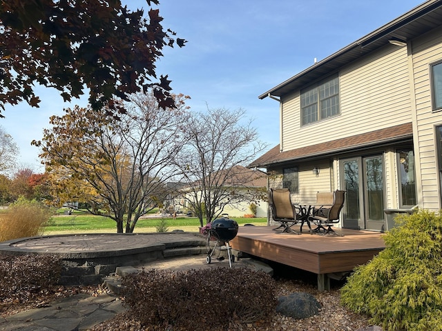 view of yard with a patio and a deck