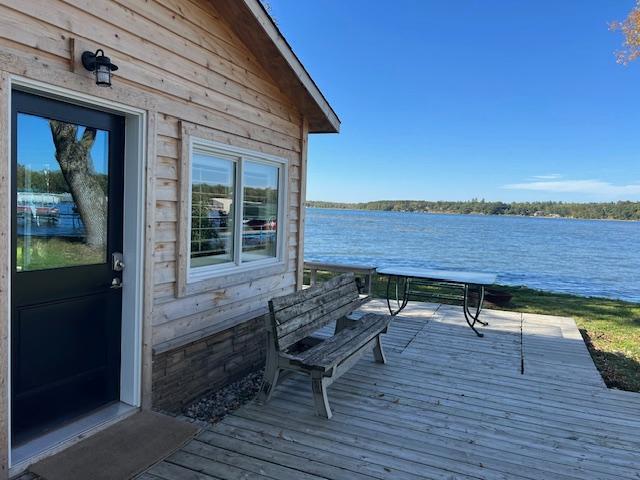 42911 County Highway 53, Pine Lake Twp, MN 56567 - deck featuring a water view