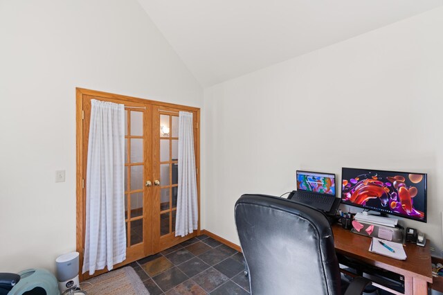 office with vaulted ceiling