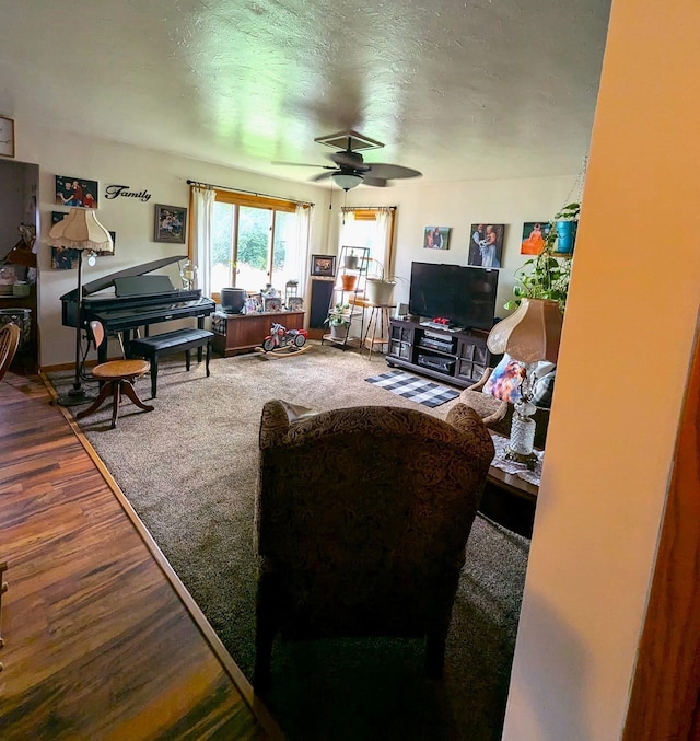 506 Ash Ave N, New Richland, MN 56072 - living room featuring a ceiling fan and wood finished floors