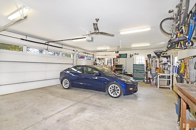 garage with a garage door opener