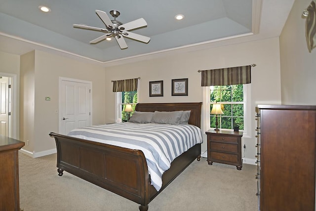 2002 Hazel Hill Rd SE, Alexandria, MN 56308 - bedroom with light carpet, baseboards, and a raised ceiling