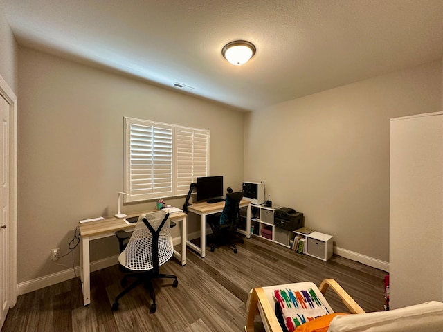 office featuring dark hardwood / wood-style flooring