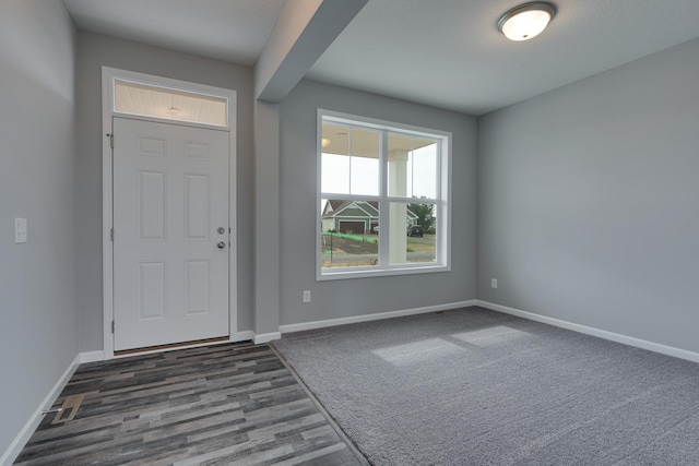 foyer with dark hardwood / wood-style flooring