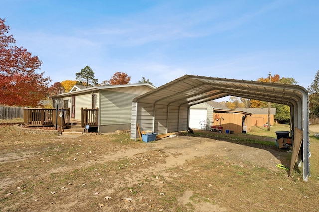 exterior space featuring a carport