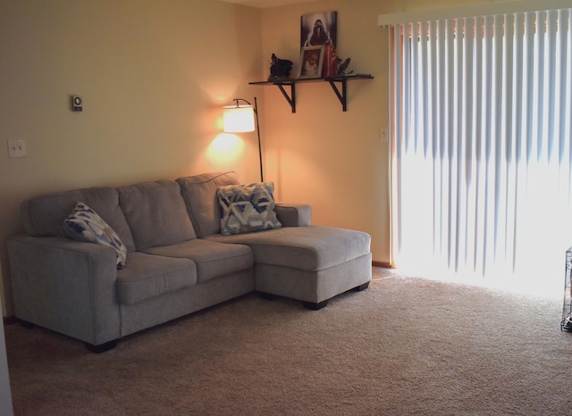 carpeted living room featuring a healthy amount of sunlight