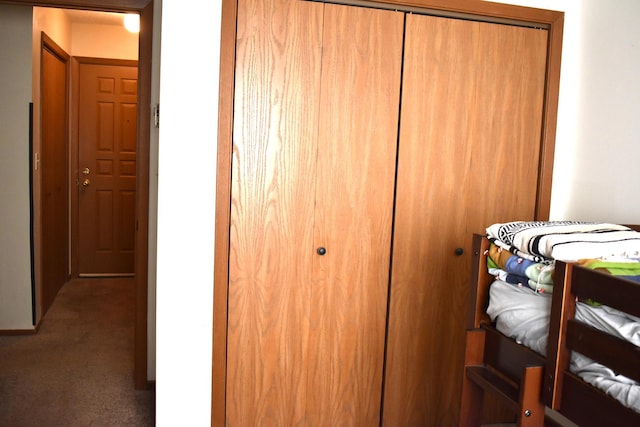 bedroom featuring a closet and carpet floors