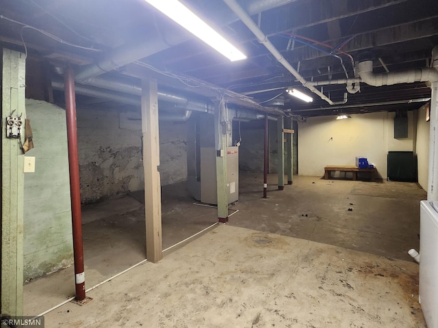 basement with heating unit