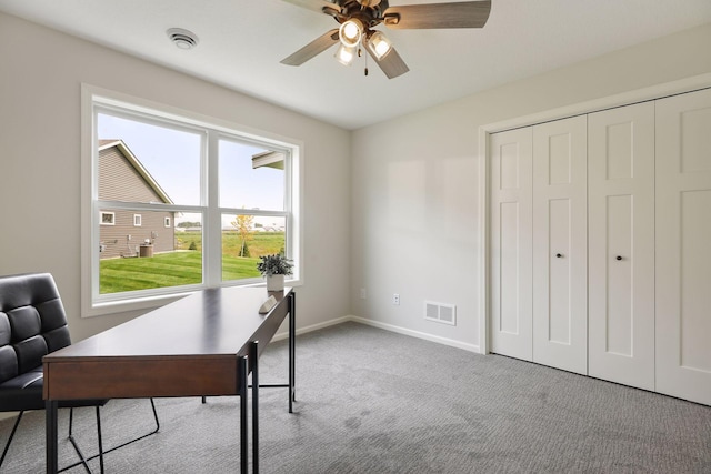 20092 Fitzgerald Trl N, Forest Lake, MN 55025 - office area with a ceiling fan, carpet floors, and baseboards