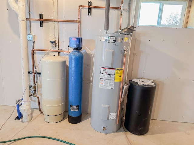 utility room with electric water heater