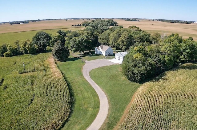 aerial view with a rural view