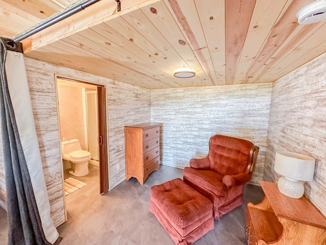 sitting room with wooden ceiling